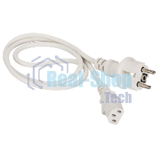 Шнур питания Lanmaster C13-Schuko прямая, 3х0.75, 220В, 10А, белый, 2 метра