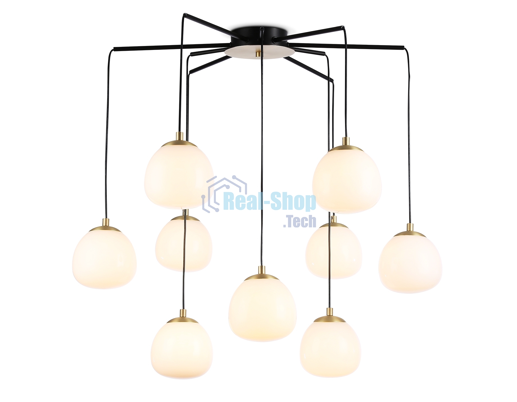 Светильник Ambrella light LH51001/6+3 SGD/BK/FR золотой песок/черный /белый матовый G9*9 max 28W D750*700