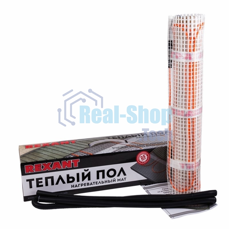 Теплый пол (нагревательный мат) Rexant Extra, площадь 0,7 м2 (0,5 х 1,4 метра), 112Вт, (двух жильный)