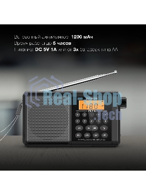 Радиоприемник портативный Hyundai H-PSR115, USB, microSD, черный