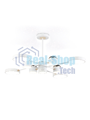 Люстра светодиодная на штанге Ambrella light FL51627/9+4 WH/FGD белый/золото 132W 3000-6000K D850*370 (без ПДУ)