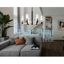 Люстра Ambrella light LH55501/6 SN/BK/CL сатин никель/черный/прозрачный E14*6 max 40W D570*760