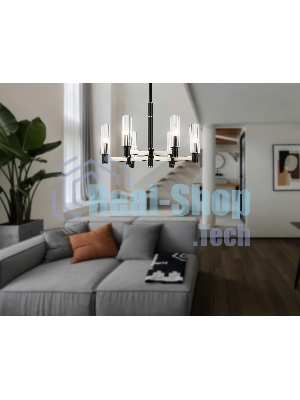 Люстра Ambrella light LH55501/6 SN/BK/CL сатин никель/черный/прозрачный E14*6 max 40W D570*760