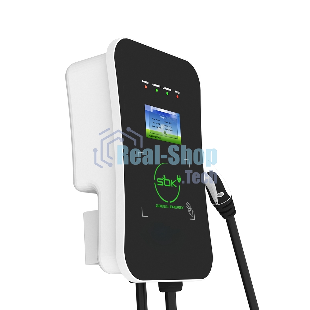 Зарядная станция S'OK Green Energy M3W Series Wallbox EV Charger SM3W10732542-5wf, 1-phase, 7kw (32a/220v), ocpp 1.6j, rfid, wifi, lan, ip54, кабель 5м