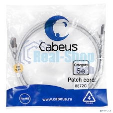 Шнур коммутационный Cabeus, Cat.5e, экр., F/UTP, RJ45/RJ45, LSZH, AWG24, 2м, серый