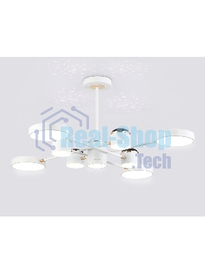 Люстра светодиодная на штанге Ambrella light FL51627/9+4 WH/FGD белый/золото 132W 3000-6000K D850*370 (без ПДУ)