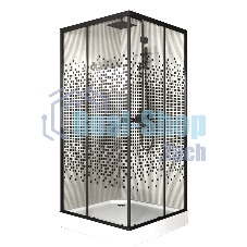 Душевой уголок BAU Stil квадратный с поддоном 80x80х195, прозрачное закаленное стекло с черным рисун