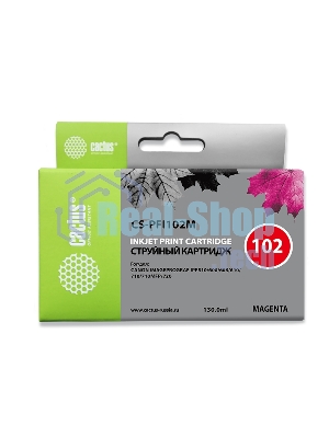 Картридж струйный Cactus CS-PFI102M пурпурный (130мл) для Canon IP iPF500/iPF600/iPF700/MFP M40/iPF765/LP17/LP24