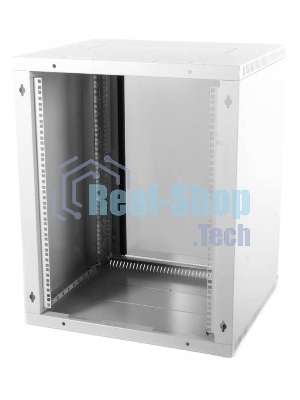 Шкаф телеком. настенный разборный 15U (600х650) дверь стекло, серый RAL 7035