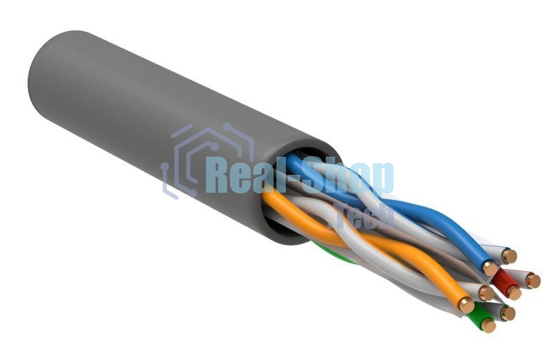 Кабель связи ITK витая пара U/UTP, кат.6, 4 пары 23AWG solid, 305м, ПВХ, серый