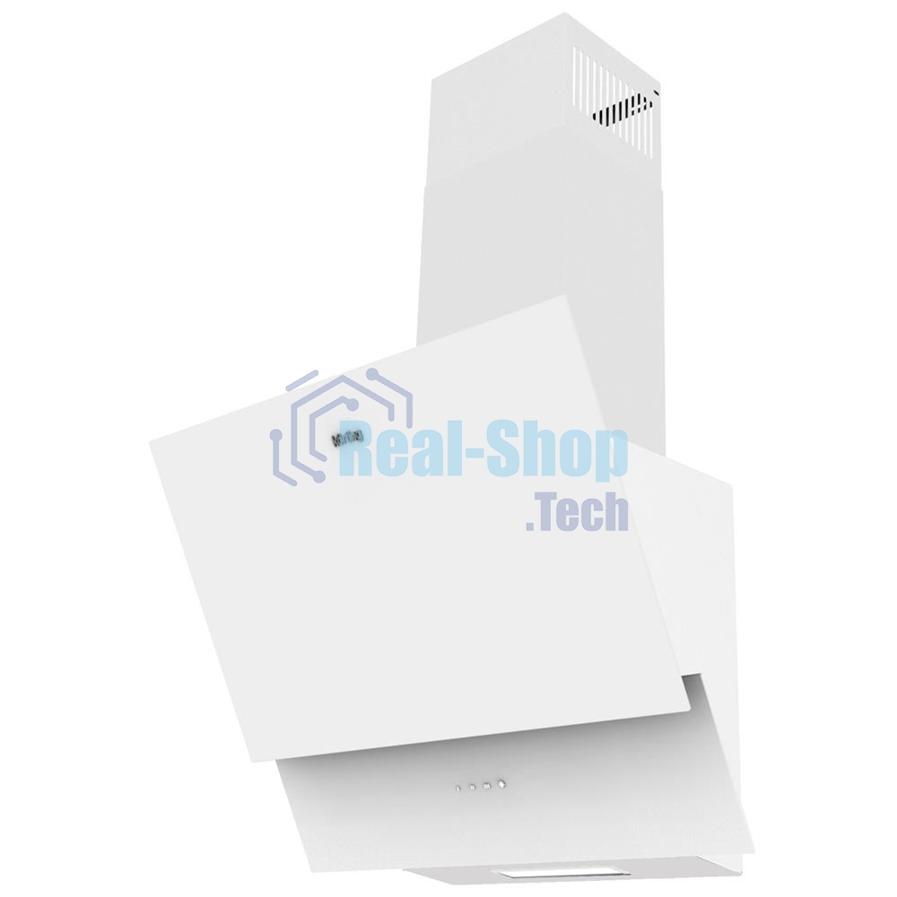 Вытяжка наклонная Korting KHC 65070 GW / 60см, электронное сенсорное управление Touch, 3 режима, 450 м3/ч., таймер, алюминиевый жировой фильтр, лампы освещения LED, ур.шума 50 дб, белое стекло