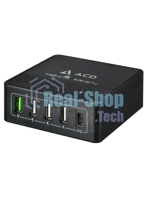 Сетевое зарядное устройство ACD-P605U-V1B 60Вт, 5xUSB 1PD+1QC+3Smart, 3.6~20В/3А RTL
