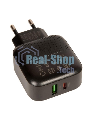 Сетевое зарядное устройство BOROFONE BA46A Premium, один порт USB, один порт Type-C, PD, 18W, 5V, 3.0A, черный
