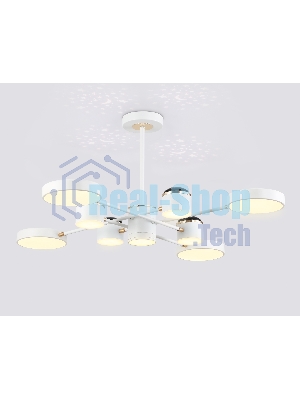 Люстра светодиодная на штанге Ambrella light FL51627/9+4 WH/FGD белый/золото 132W 3000-6000K D850*370 (без ПДУ)