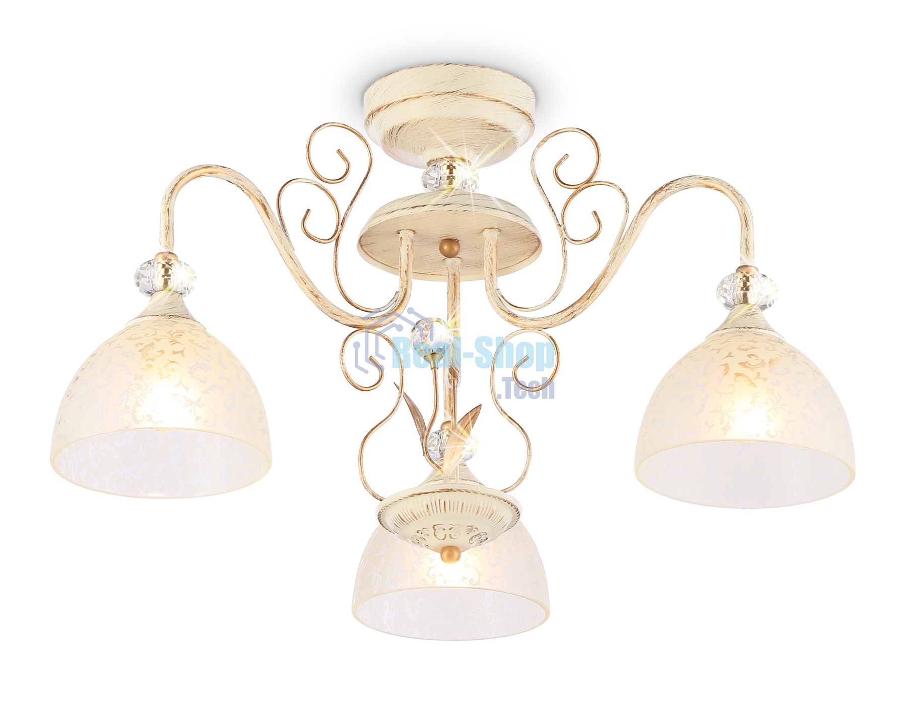 Светильник Ambrella light TR3055/3 BG/GD/FR бежевый/золото/белый матовый E27/3 max 40W D600*380