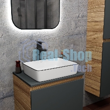 Раковина накладная прямоугольная BAU Hotel 48х37, белая, черный кант