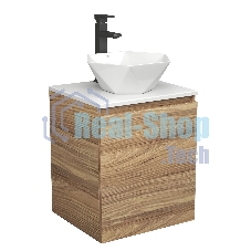 Тумба Bau Dream Blackwood 50 с дверцей, раковина BAU Crystal 40х40, смеситель для раковины высокий Hotel Black, черный