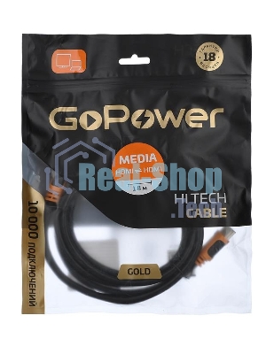 Кабель GoPower HDMI (M)-HDMI (M) 1.8M 00-00027308 черный