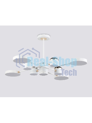 Люстра светодиодная на штанге Ambrella light FL51627/9+4 WH/FGD белый/золото 132W 3000-6000K D850*370 (без ПДУ)
