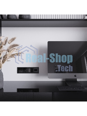 Накладка для двойной розетки Еthernet RJ-45 (черный акрил)