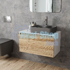 Комплект: тумба Bau Dream Blackwood 80, раковина BAU Cerama 48х37, темно-серая, смеситель Hotel Dream, нерж сталь