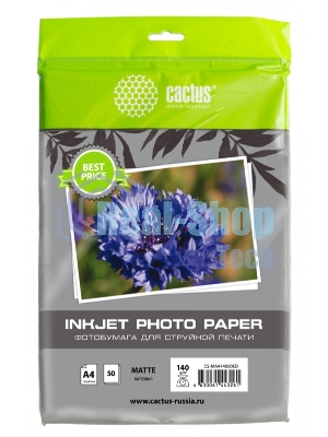 Фотобумага Cactus CS-MA414050ED A4/140г/м2/50л./белый матовое для струйной печати