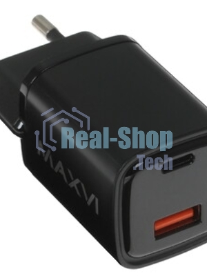 Сетевое зарядное устройство Maxvi A354PD Type-C 20W PD3.0 + USB 2.4A, черный