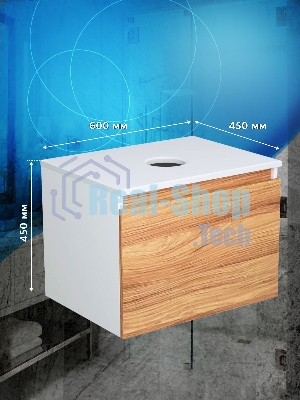 Комплект: тумба Bau Dream Blackwood 60, 1 ящик, раковина прямоугольная BAU Cerama 48х37, мрамор