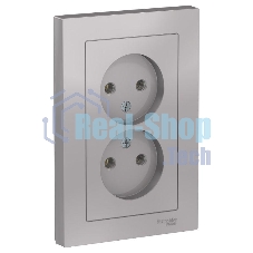 Розетка 2-м ATLAS DESIGN без заземл. 16А в сборе алюм. SchE ATN000320