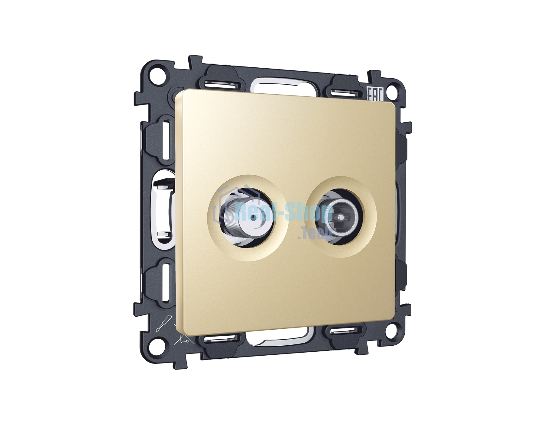 Комплект механизма розетки TV оконечной + SAT 5-862MHz 3.5dB/950-2150MHz 3.5dB ALFA Шампань QUANT (AP6133, VM217) MA613310