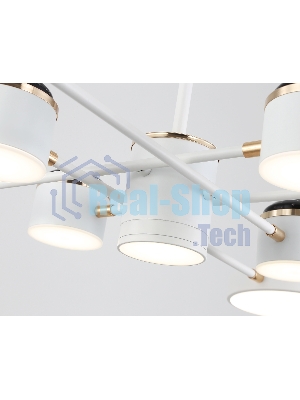 Люстра светодиодная на штанге Ambrella light FL51627/9+4 WH/FGD белый/золото 132W 3000-6000K D850*370 (без ПДУ)