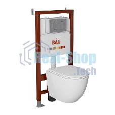 Комплект BAU 6 в 1: инсталляция BAU PRO, унитаз подвесной торнадо Bau Dream Hurricane-2, сиденье дюропласт микролифт, клавиша BAU Stil антивандальная