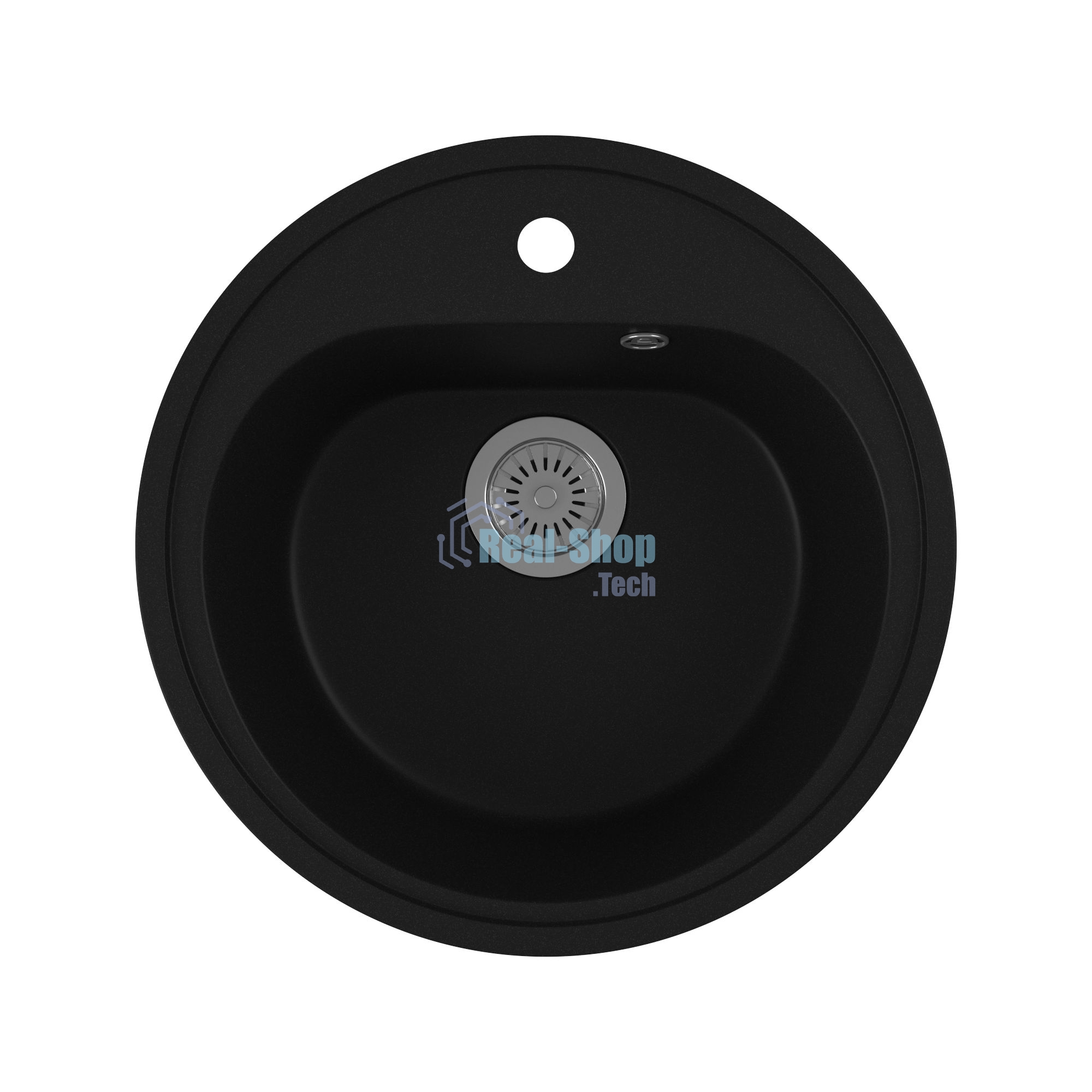 Мойка для кухни BAU Dream Black coal D 44, выпуск с сифоном в комплекте, черный уголь
