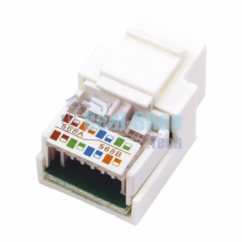 Модуль Rexant Keystone Jack RJ-45(8P8C), UTP неэкранированный, cat.5e, тип 180 градусов, белый