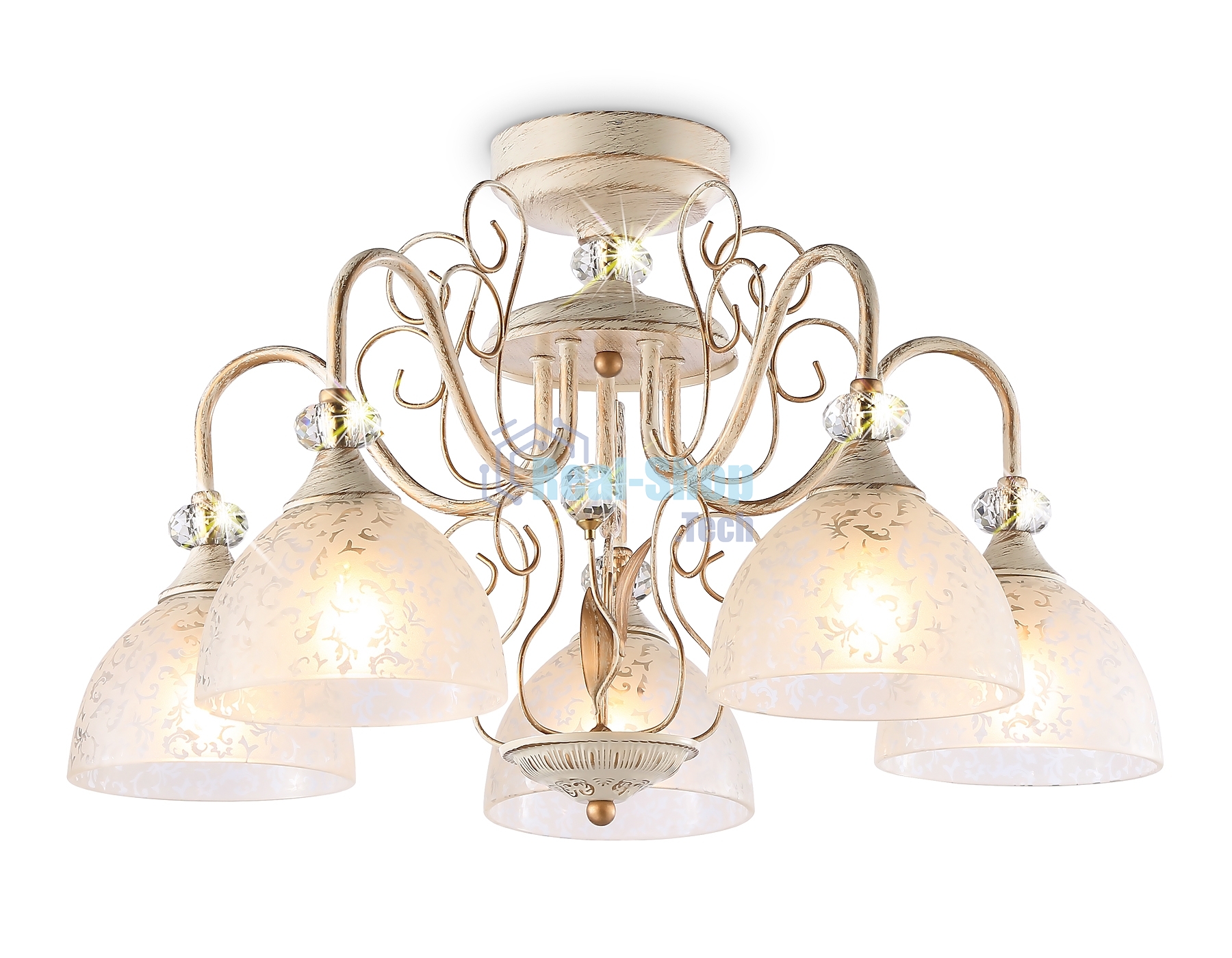 Светильник Ambrella light TR3057/5 BG/GD/FR бежевый/золото/белый матовый E27/5 max 40W D600*380