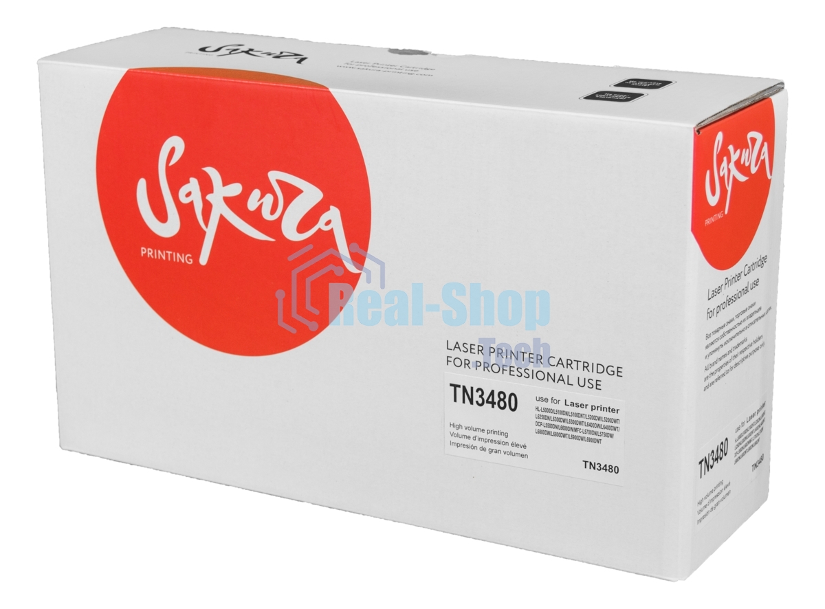 Картридж лазерный Sakura TN3480 для Brother HL-L5000, HL-L5100, HL-L5200, HL-L6250, HL-L6300, HL-L6400, DCP-L5500DN, DCP-L6600DW, MFC-L5700DN, MFC-L5750DW, MFC-L6800, MFC-L6900, черный, 8000 к.