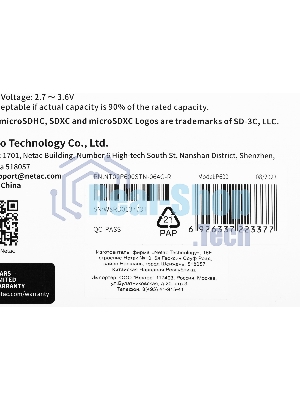 Флеш карта SDHC 64Gb Netac Class 10 UHS-I U1 P600 NT02P600STN-064G-R