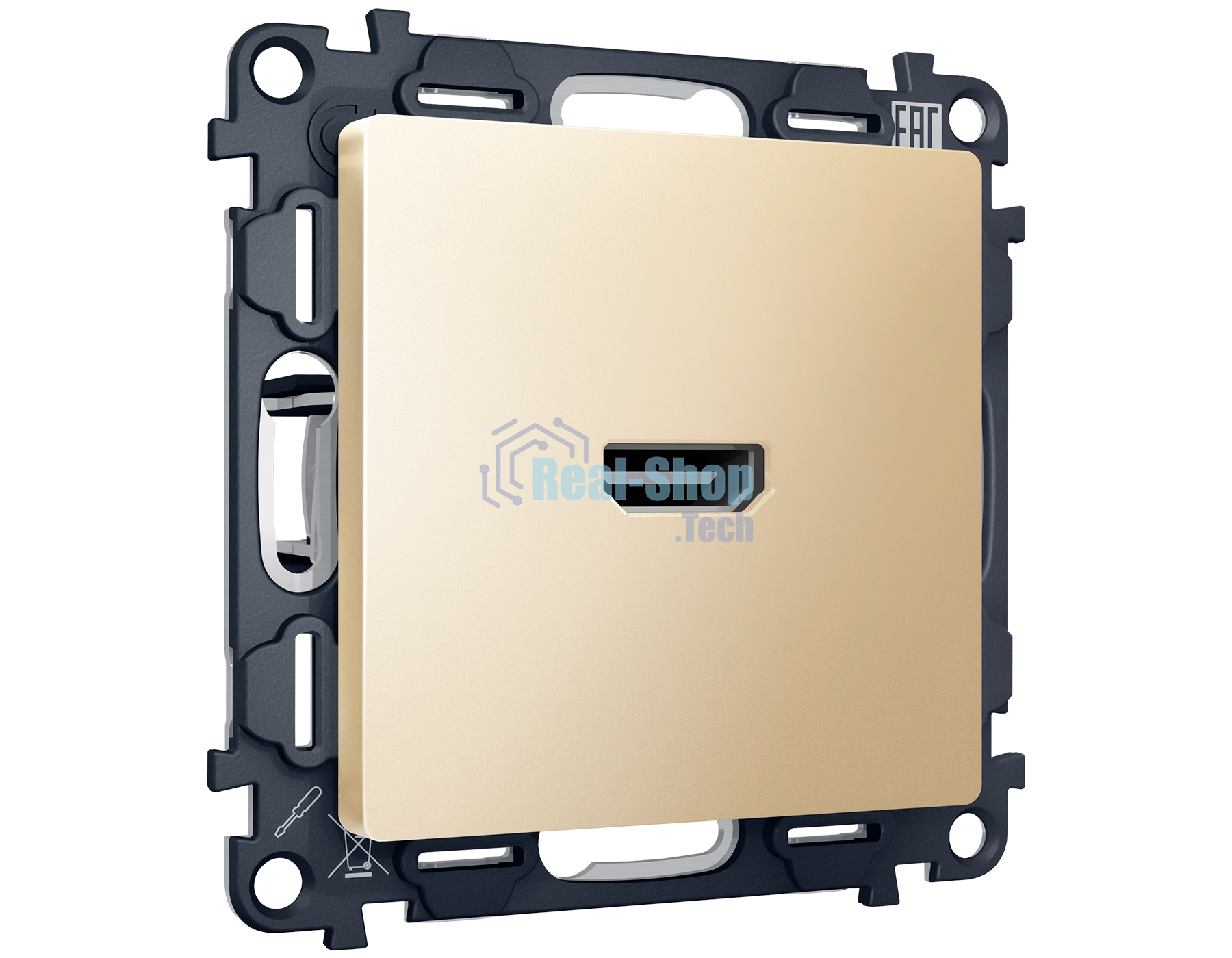 Комплект механизма розетки HDMI 2.0 ALFA Шампань 40V/500mA 2.0GHz 5-18Gbit/s QUANT (AP6140, VM222) MA614010