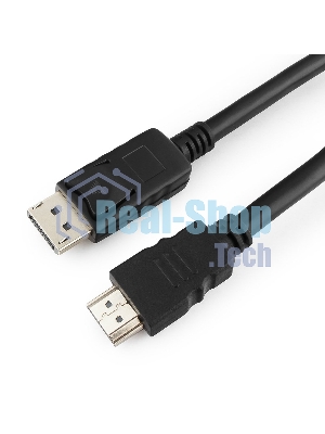 Кабель Cablexpert DisplayPort->HDMI, 5м, 20M/19M, черный, экран, пакет