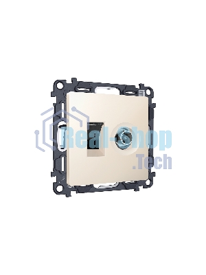 Комплект механизма розетки компьютерной + TV оконечной RJ-45 с автоматической защитной шторкой ALFA Бежевый матовый QUANT (AP3325, VM195) MA332510