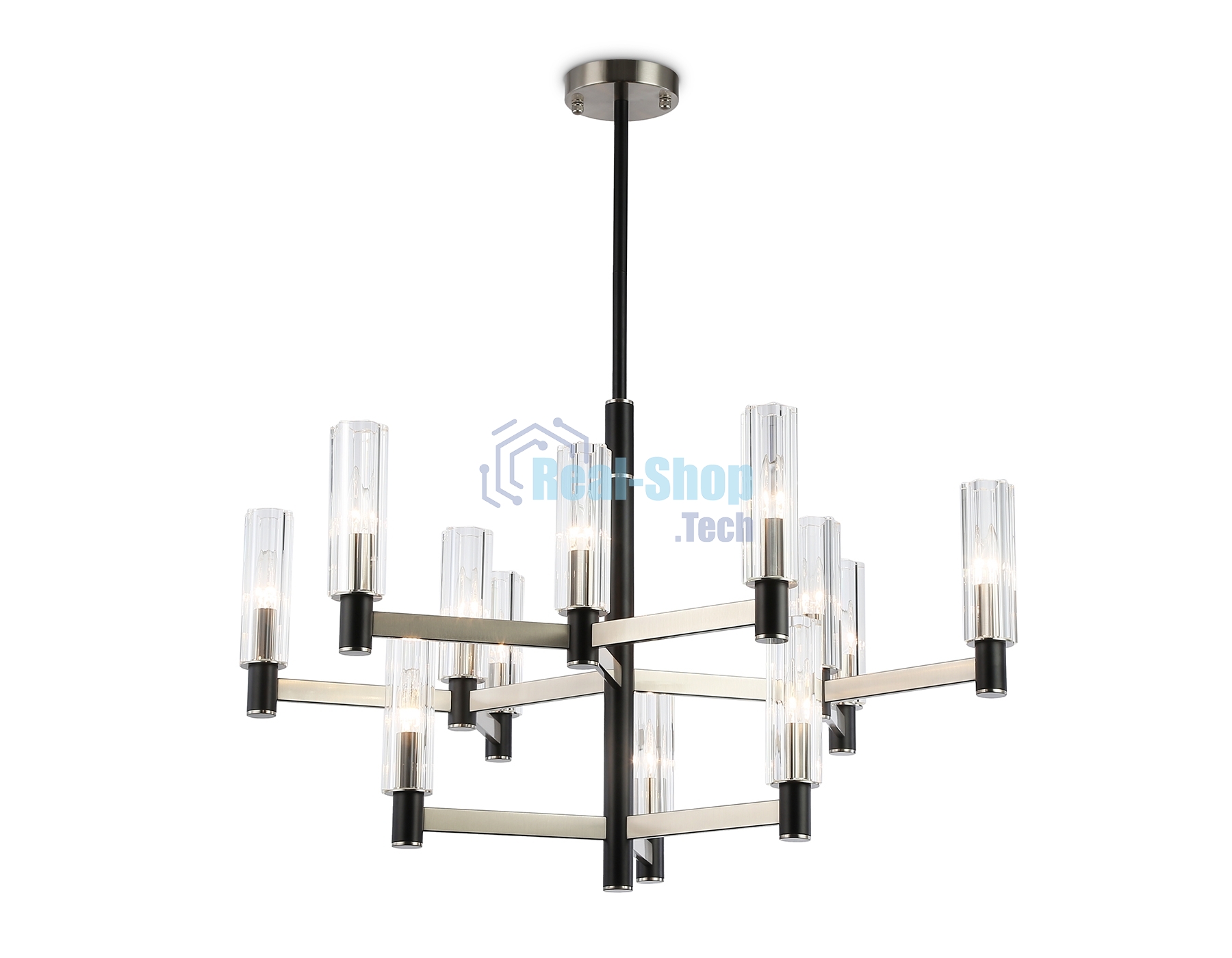 Люстра Ambrella light LH55505/12 SN/BK/CL сатин никель/черный/прозрачный E14*12 max 40W D860*905