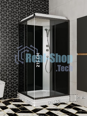 Душевая кабина BAU Stil квадратныая с поддоном 90x90х215, тонированные передние закаленные стекла, ч