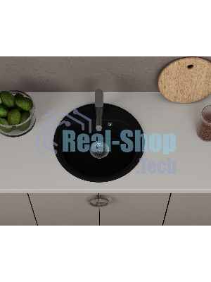 Мойка для кухни BAU Dream Black coal D 44, выпуск с сифоном в комплекте, черный уголь