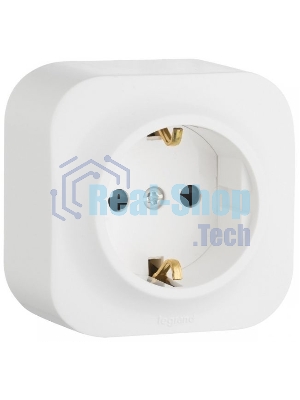 Розетка с заземлением с защитными шторками (Белая) Legrand 782220