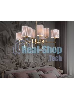 Люстра Ambrella light LH72383/8 BS/GR латунь/серый E14*8 max 40W D810*705
