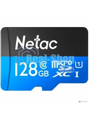 Флеш карта MicroSDXC 128Gb Netac Class 10 UHS-I U1 P500 Standart + адаптер NT02P500STN-128G-R