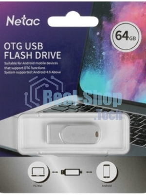 Флешка USB Netac U785C (NT03U785C-064G-32PN), 64Gb, USB 3.0/TypeC, R/W 110/45, серебристый