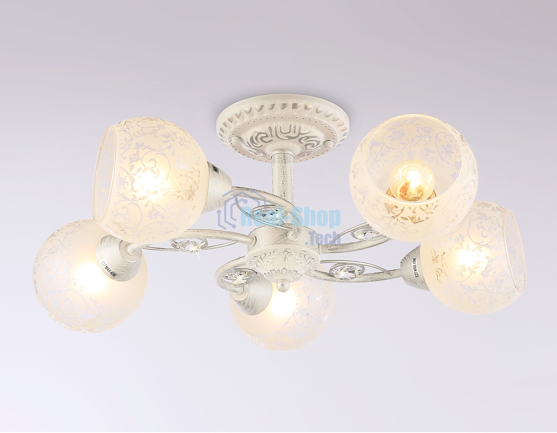 Светильник Ambrella light TR3062/5 WH/SL/FR белый/серебро/белый матовый E27/5 max 40W D615*245