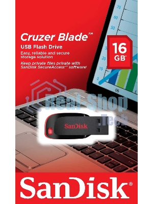 Флешка USB Sandisk CZ50 Cruzer Blade (SDCZ50-016G-B35), 16Gb, USB 2.0, R/W 15/4, черный/красный