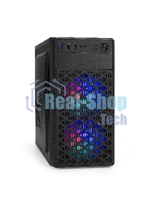 Компьютерный корпус Minitower ExeGate mEVO-7803 (mATX, без БП, 2*USB+1*USB 3.0, HD аудио, черный, 2 вент. 12см с RGb подсветкой)